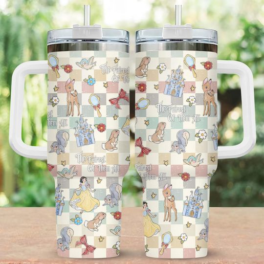 Snow White 40oz Tumbler with Handle, Disney Princess Stainless Tumbler, Snow White Gift For Fan, Magic Kingdom Tumbler Women