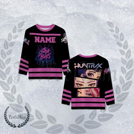 Discover HUNTRX Saja Boys Hockey Jersey, Kpop Demon Hunter Shirt, Young Boy Hockey Jersey, Jinu Shirt, Kpop Huntrix Merch, Saja Mira, Saja boys Shirt