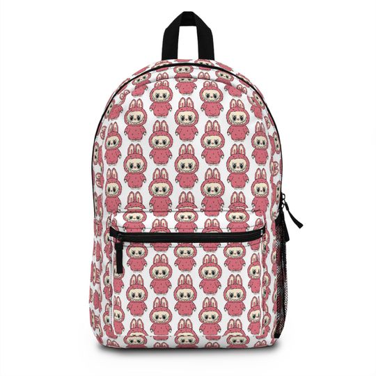 Red Labubu Backpack Kawaii Anime School Bag Travel Daypack