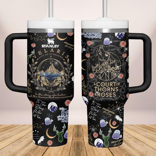 Acotar Tumbler, Thrones And Roses 40oz Tumbler with Handle, Velaris City Of Starlight Tumbler Cup, Bookish Tumbler Women, Sarah J Maas Cup