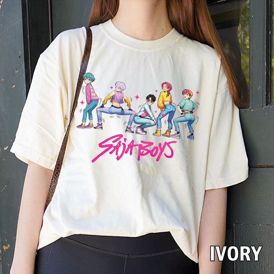 Discover Saja Boys Kpop Demon Hunters 2 Sided Shirt, Kpop Boy Band Shirt, Anime Manga Style Tee, Demon Hunter Merch, Kpop Fan Gift Shirt