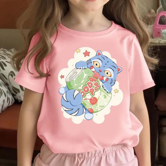 Discover Demon Hunter Tiger Kids Shirt, Cute Soda Pop Cartoon Graphic Tee for Kids, Toddler Kpop Anime Tiger Shirt, Fun Youth Fan Merch