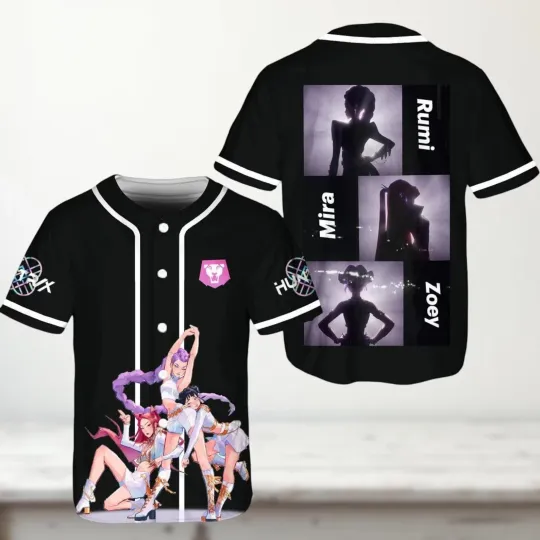 Discover Kpop Demon Hunters Girls Baseball Jersey Graphic 3D T-SHIRT