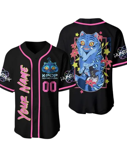 Kpop Demon Hunters Derpy Tiger Baseball Jersey Black