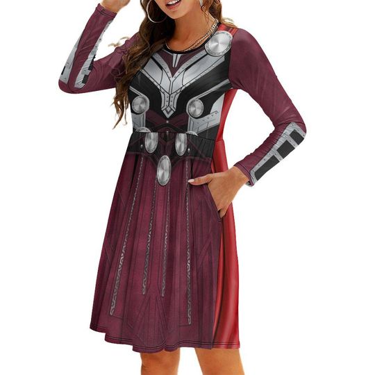 Discover Mighty Thor Inspired Long Sleeve Skater Dress