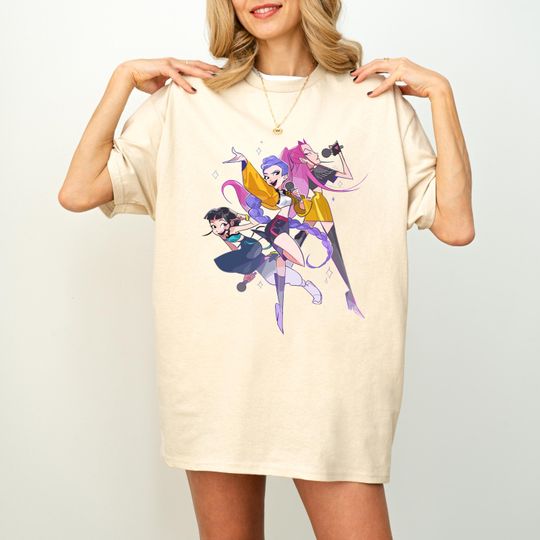 Discover Huntrix Girl Band T-Shirt, Kpop Demon Hunters T-Shirt, Kpop Idol Group T-Shirt, Mira Shirt, Demon Hunters Merch, Huntrix Fan Gift, Kpop Gift