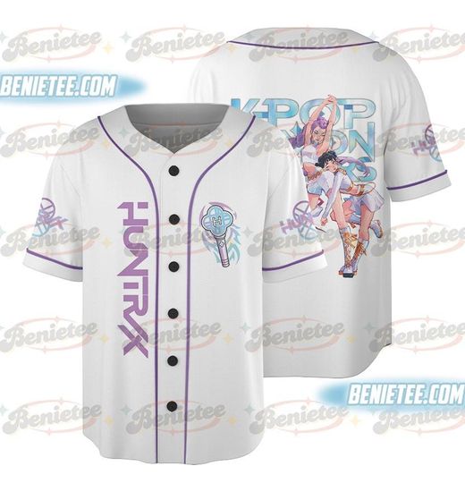 Huntrix Girls Kpop Demon Hunters White Jersey Shirt, K-pop Demon Hunters Shirt