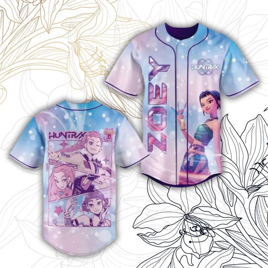 Discover Pastel Anime Baseball Jersey with Girls Graphic Custom Name Unisex Shirt