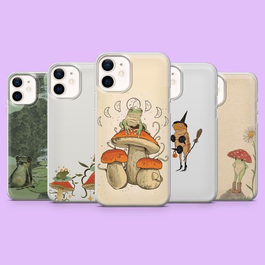 Witchy Frog Phone Case Mushroom Toad Cover for iPhone 17Pro, 17, 16, 15Pro, 14, 13, 12, Samsung S25, S24, S23, A16, A56, Pixel 10, 9Pro, 8A