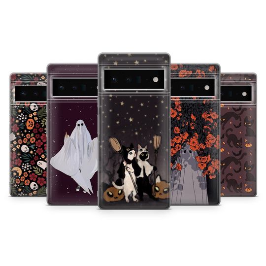 Discover Halloween Phone Case Spooky Ghost Cover for Google Pixel 10, 10Pro, 9Pro, 8A, 7Pro, 6A, Samsung S25, S24, S23, A25, A16, A55, iPhone 17, 16