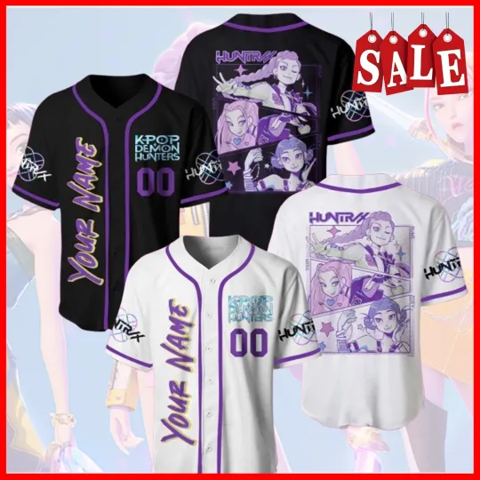 Discover Personalized Kpop Demon Hunters Jersey, Saja Boys Baseball Jersey, Huntrix Girl