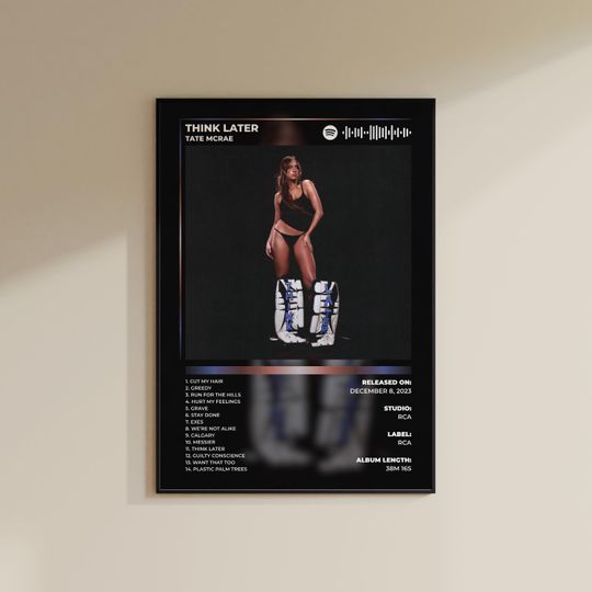 Discover Tate McRae Think Later Album Cover Poster: Modern Music Room Art