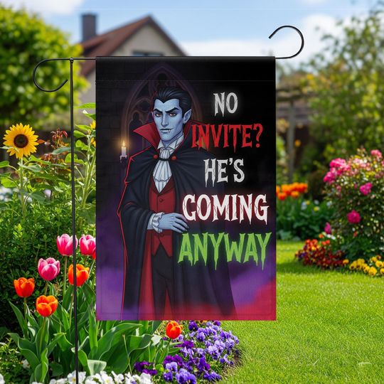 Discover Dracula Halloween Garden Flag: Funny Gothic Vampire Yard Decor
