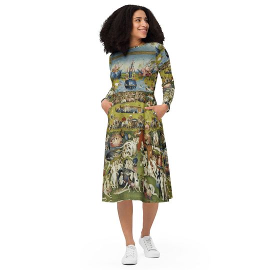 Discover The Garden of Earthly Delights Dress - Hieronymus Bosch All-Over Aesthetic Art Midi Dress