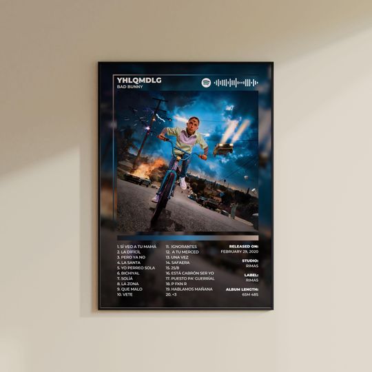 Bad Bunny YHLQMDLG Cover Poster | YHLQMDLG Album Poster | Debi Tirar Mas Fotos | Bad Bunny Album Poster