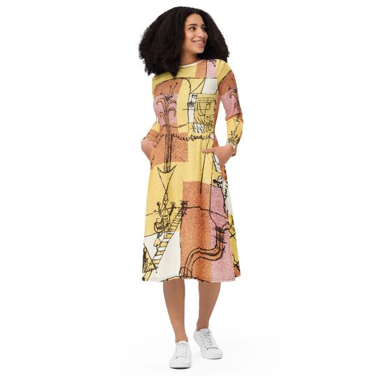 Discover Paul Klee In the Spirit of Hoffmann All-Over Print Long Sleeve Midi Dress