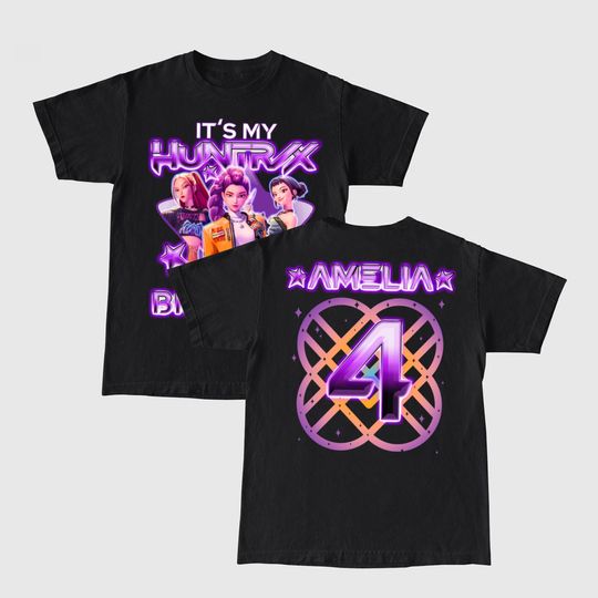 Discover Custom Huntrix  Birthday Girl Shirt, Custom It's My Huntrix Birthday Shirt, Personalized Kpop Demon Hunter Birthday Tee