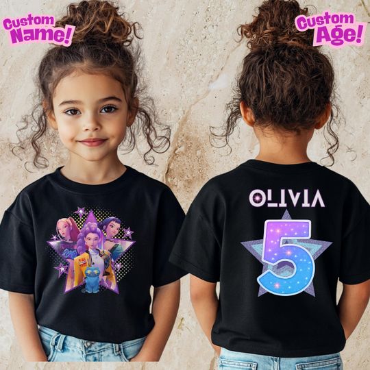 Custom Huntrix Shirt, Custom Soccer Team Halloween Costume, Custom Huntrix Team Shirt, Custom Football Team Shirt,Custom Birthday Girl Tee