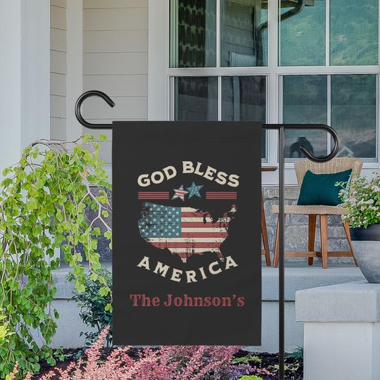 Personalized Patriotic Garden Flag: Rustic USA Map, Family Name