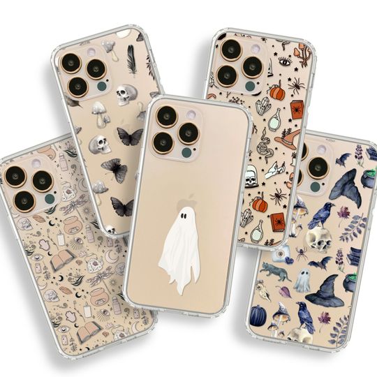 Discover Spooky Halloween Phone Cases For iPhone 17 16 15 14 13 12 7 8 SE Galaxy S25 S24 Clear Cases With Aesthetic Mystic Designs MagSafe Phone Case