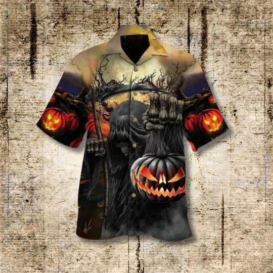Grim Reaper Halloween Hawaiian Shirt for Men