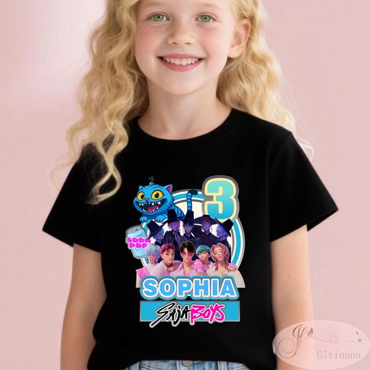 Discover Custom Huntrix Birthday Girl Shirt,Personalized Kpop Demon Shirt,Custom Saja boys Birthday Gift,Birthday Gift for girl,Custom Birthday Shirt