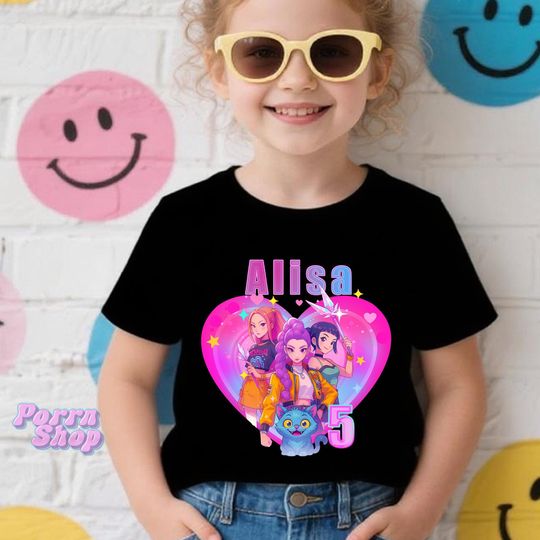 Discover Custom Huntrix Birthday Girl Shirt,Personalized Kpop Demon Hunter Birthday Tee,Gift for Huntrix Fan,Birthday gifts for kids,Kpop Huntrix Tee