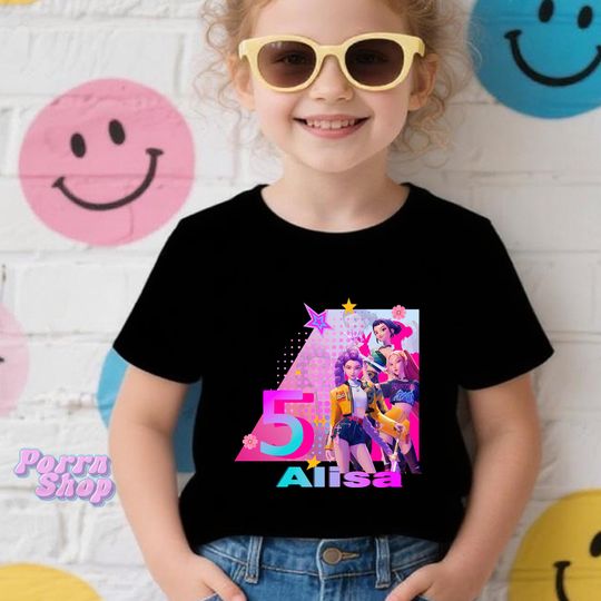 Custom Huntrix Birthday Girl Shirt,Personalized Kpop Demon Hunter Birthday Tee,Gift for Huntrix Fan,Birthday gifts for kids,Kpop Huntrix Tee