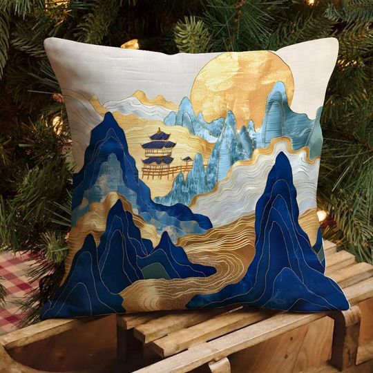 Chinoiserie Pillow Cover, Asian Toile Pillow