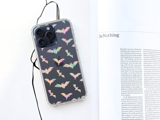Discover Pastel Bats Clear Phone Case For iPhone 17 16e 15 14 13 Pro Max 12 Mini 7 8 SE Galaxy S25 Ultra Cover With Halloween Witchy Design MagSafe