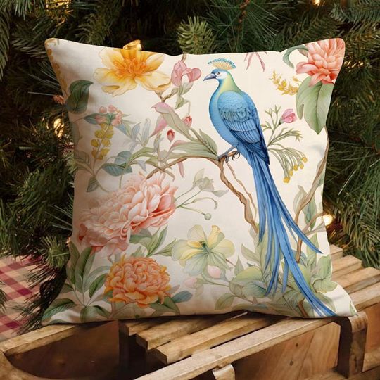 Chinoiserie Throw Pillow Cover, French Country Cushion Cover
