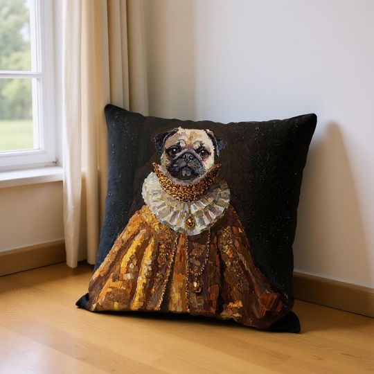 Discover Custom Pet Portrait Throw Pillow - Fantasy Knight, Superhero, Noble Art