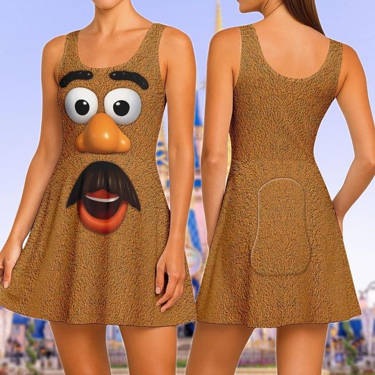 Halloween Mr Potato Head Skater Dress, Disney Toy Story Cosplay Dress for Women
