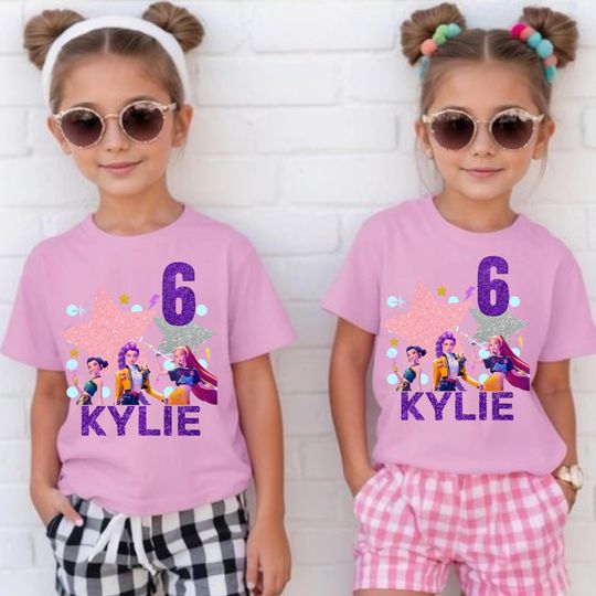 Custom Huntrix Birthday Girl Shirt, Personalized Kpop Demon Hunter Birthday Tee, Back to School, Gift for Huntrix fan,Birthday Gift for Kid