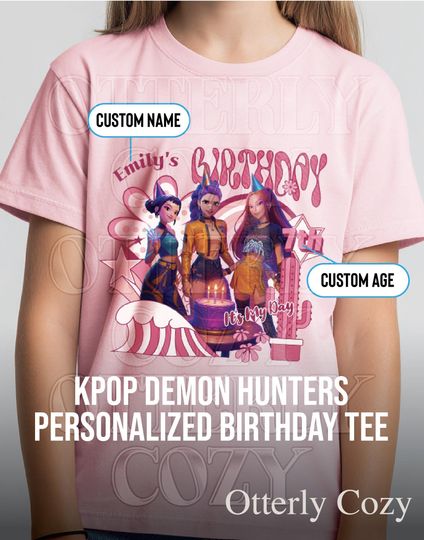 Discover Personalized Kpop Demon Hunters Birthday Girl Shirt, Huntrix Birthday Kids T-Shirt, Birthday Kids Shirt, Birthday Girl Toddler T-Shirt