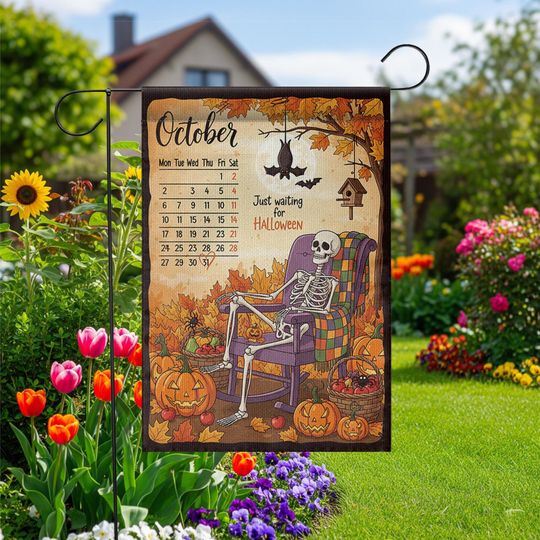 Discover Halloween Countdown Garden Flag: October Calendar Skeleton Yard Decor