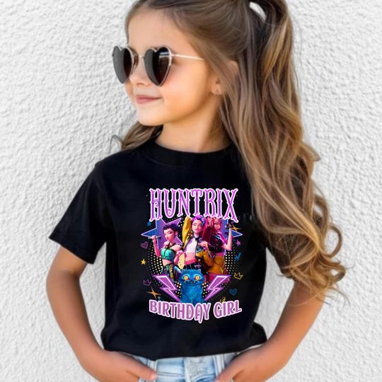 Discover Huntrix Kpop Demon Hunters Shirt, birthday shirt girl,Huntrix Girls T Shirt, Mira Rumi Joey Shirt, Gift For Kpop Fan, Kpop Movie Shirt