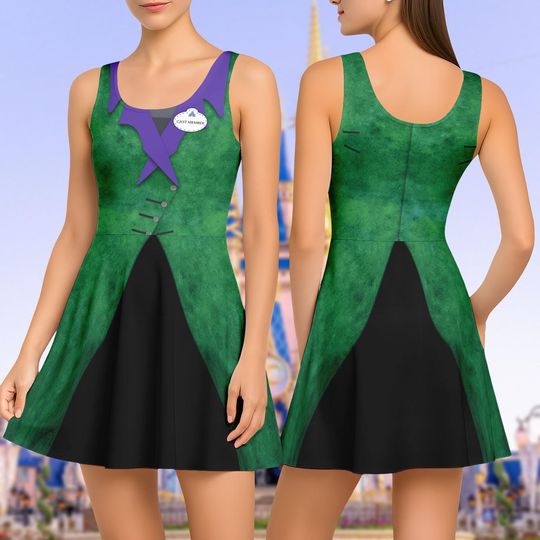 Halloween Oogie Boogie Cosplay Skater Dress, Nightmare Before Christmas Women’s Disney Spooky Running Dress