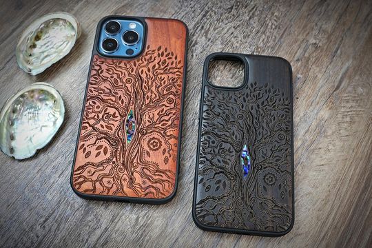 Discover Wood Tree of Life Case: iPhone 17 Pro Max 16 Pro 15 Plus 14 13 12 11 Case, Samsung S25 Ultra S24 Plus S22 S21, Pixel 10 Pro XL 9a 8 Pro Case