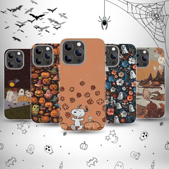 Discover Halloween Ghost Pumpkin Phone Case | Fall Aesthetic Cover for iPhone 16 15 14 13 12 11, Samsung S25 S24 S23 S22, Pixel 9 8