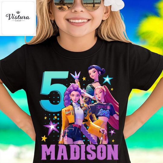 Discover Custom Huntrix Birthday Girl Shirt, Personalized It's My Birthday Shirt, Kpop Demon Hunter Birthday Tee, Huntrix Fan Gift