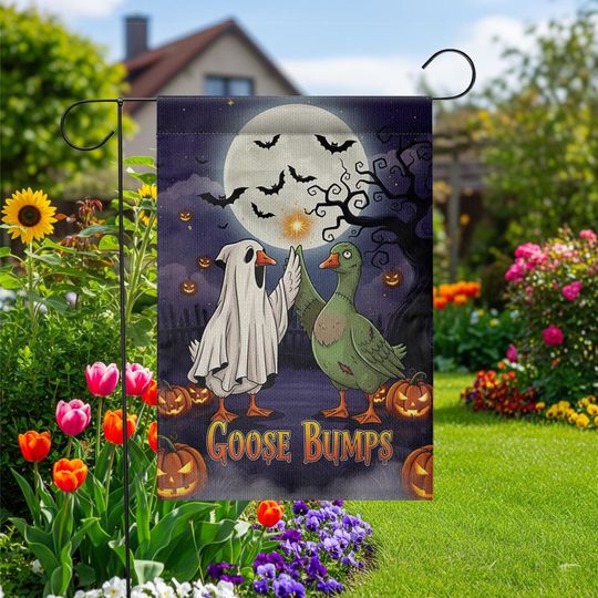 Discover Funny Goose Halloween Garden Flag: Spooky Fall Outdoor Decor