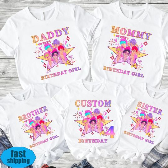 Discover Custom Saja Boys Birthday Girl Shirt,Custom Family Birthday Shirt,Personalized Kpop Demon Hunter Name And Age Tee,Gift for Huntrix Fan