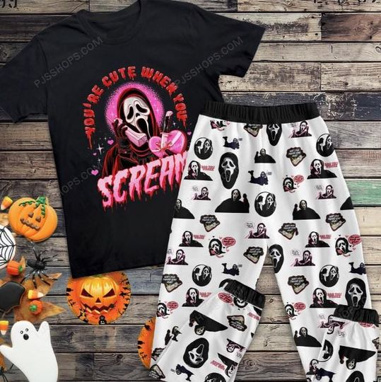 Ghostface Halloween Pajamas Set for Adults and Kids