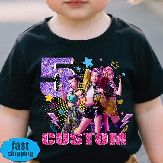Discover Custom Huntrix Birthday Girl Shirt,Personalized Kpop Demon Hunter Birthday Tee,Back to School,Gift for Huntrix fan,Birthday Gift for Kid