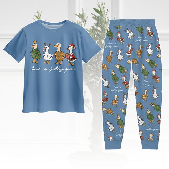 Silly Goose Pajama Set for Women, Christmas Animal Lover T-Shirt and Pants