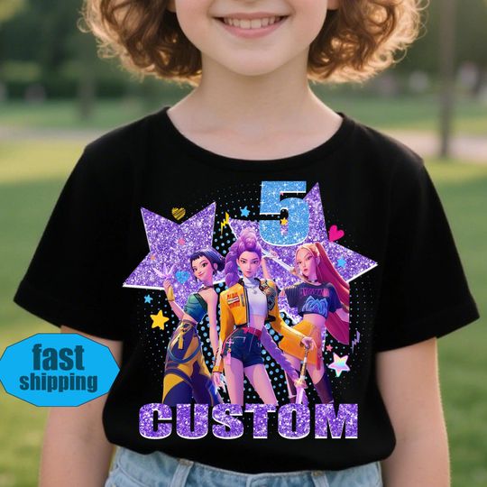 Custom Huntrix Birthday Youth Shirt,Personalized Kpop Demon Hunter Birthday Tee,Back to School,Gift for Huntrix fan,Birthday Gift for Kid