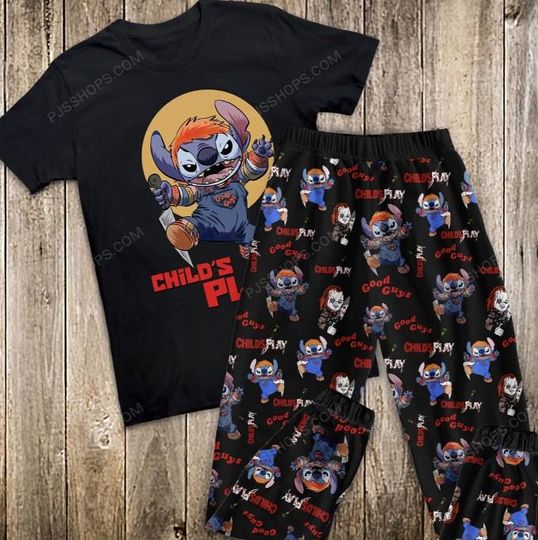 Lilo Stitch and Chucky Horror Movie Pajama Set for Adults and Kids