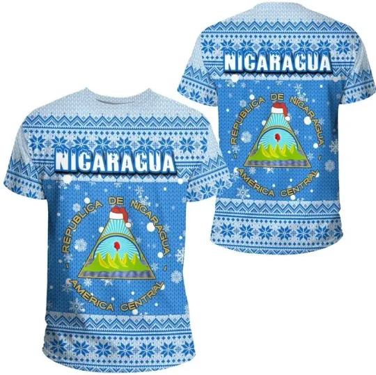 Discover Nicaragua Flag Map 3D Printed T Shirt For Men, Xmas Shirt Perfect for Men Women