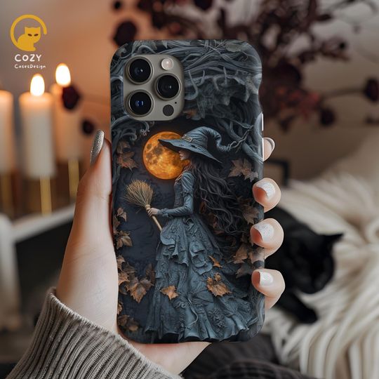 Discover Halloween Witch Phone Case - Spooky Autumn Moon Design,Dark Fantasy Magsafe Phone case